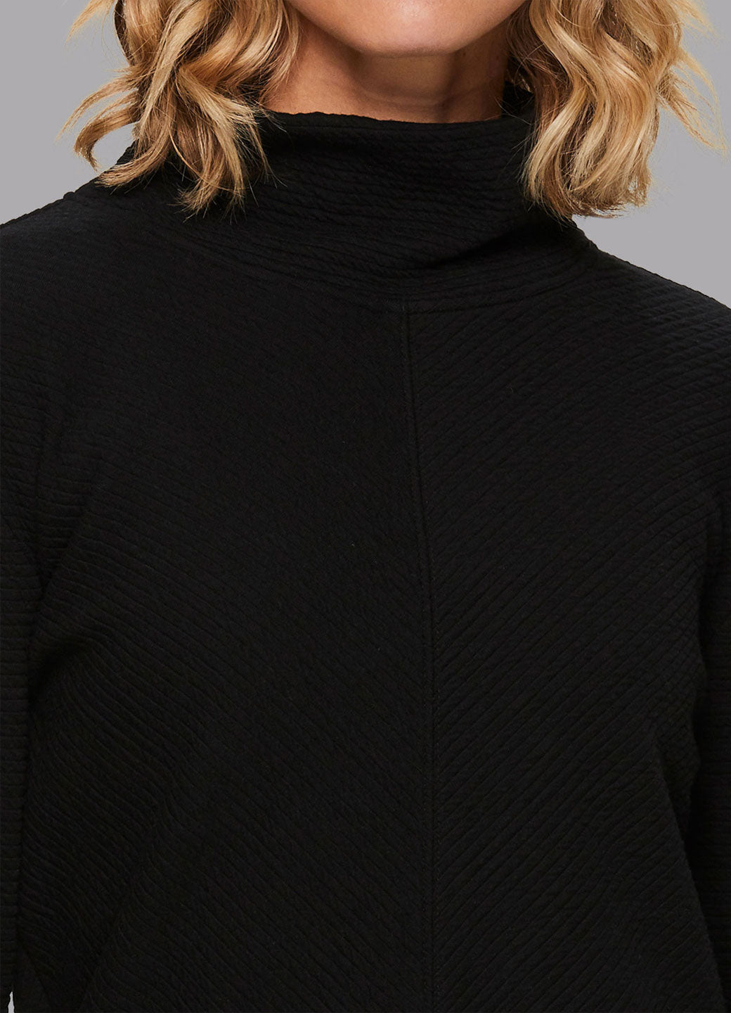 Studio Jacquard Mock Neck Tunic Pullover with Thumb Holes