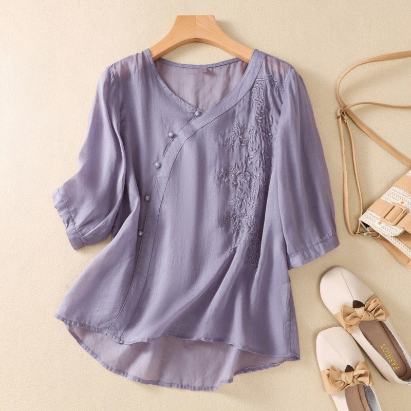 Luvrefashion | Sue Stylish Asymmetrical Button Down Tunic in Red - styled look
