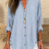 Betty | Chic Women's Loose Fit Long Sleeve Button-Up Blouse - Blue