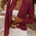 Argyle Cable Knit Shawl Collar Cropped Blazer - Slim Fit Women's Jacket - Wine Red