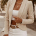 Argyle Cable Knit Shawl Collar Cropped Blazer - Slim Fit Women's Jacket - khaki