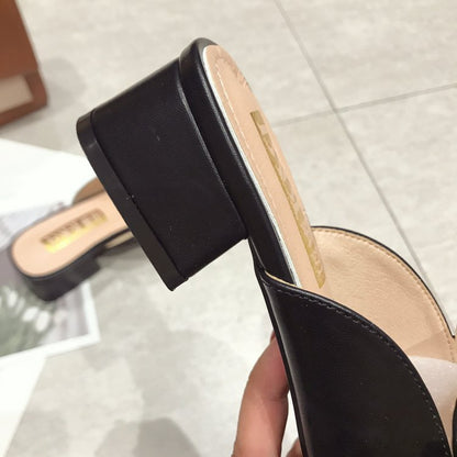 Chloe's Trendy Studded Mules with Low Square Heel