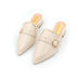 Chloe's Trendy Studded Mules with Low Square Heel - Beige