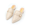 Chloe's Trendy Studded Mules with Low Square Heel