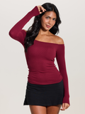Black Ribbed Off-The-Shoulder Brami Top with Medium Support