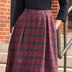 ModCloth Autumn Button-Detail Midi Skirt with Pockets - Cherry Nautica Plaid