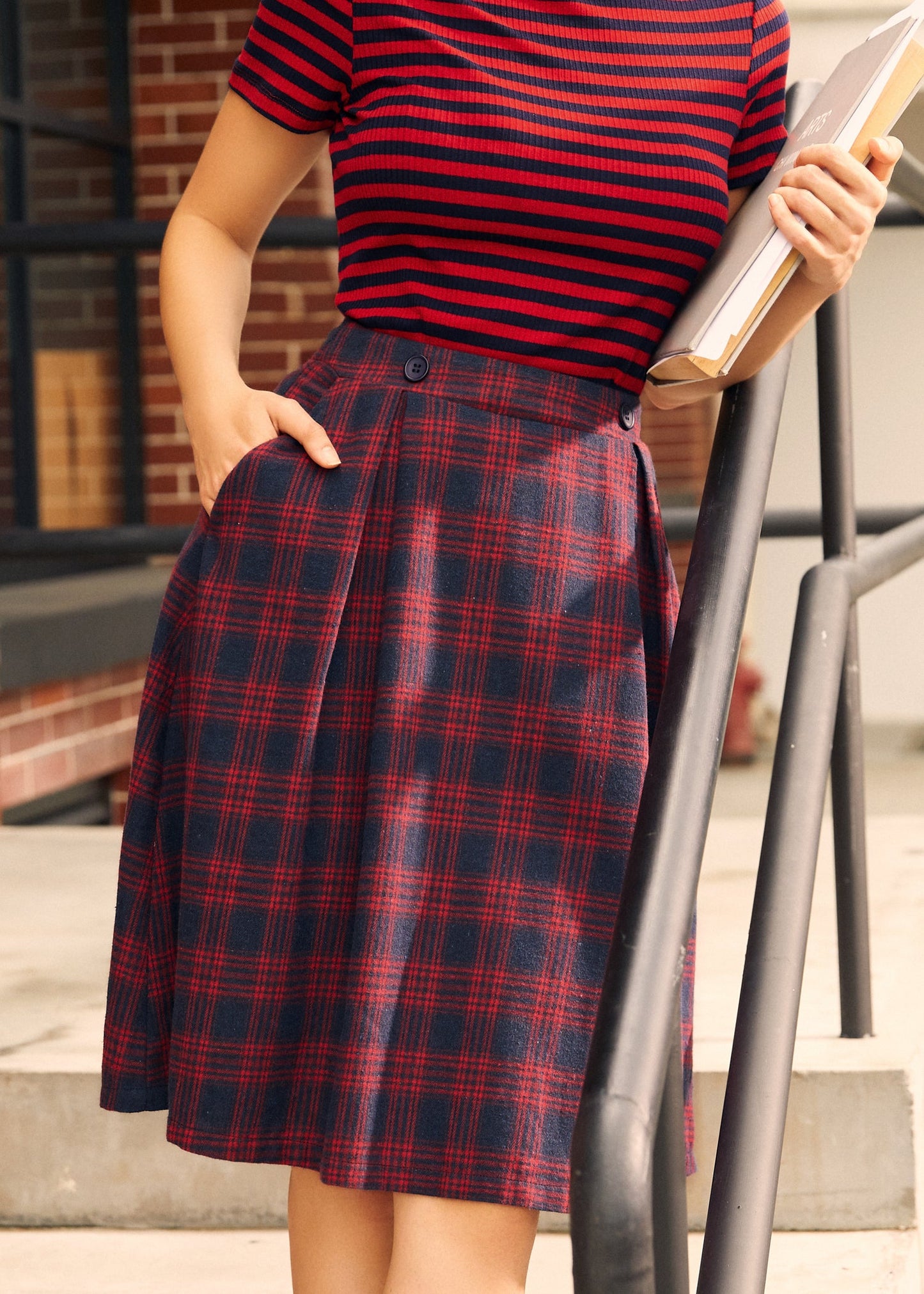 ModCloth Autumn Button-Detail Midi Skirt with Pockets