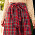 Cherry Checker Plaid Bow Detail Dirndl Skirt with Pockets - Cherry Checker Plaid