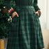 Green Plaid Button-Detail Midi Skirt with Pockets - Holiday Tartan