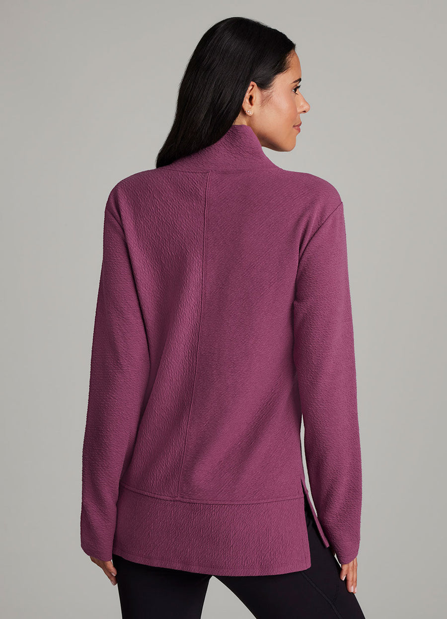 Studio Jacquard Mock Neck Tunic Pullover with Thumb Holes