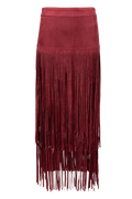 Pinto Ranch Faux Suede Long Fringe Skirt