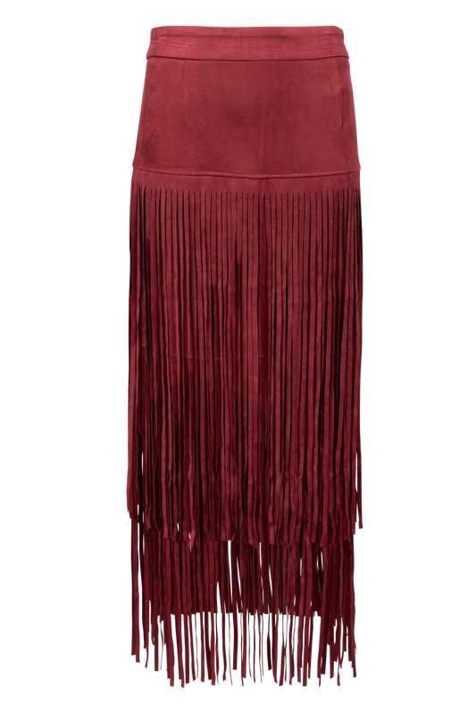 Pinto Ranch Faux Suede Long Fringe Skirt
