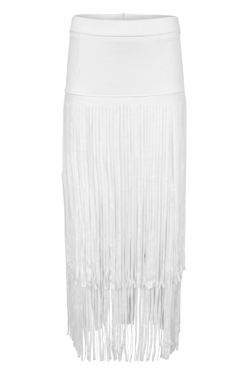 Pinto Ranch Faux Suede Long Fringe Skirt