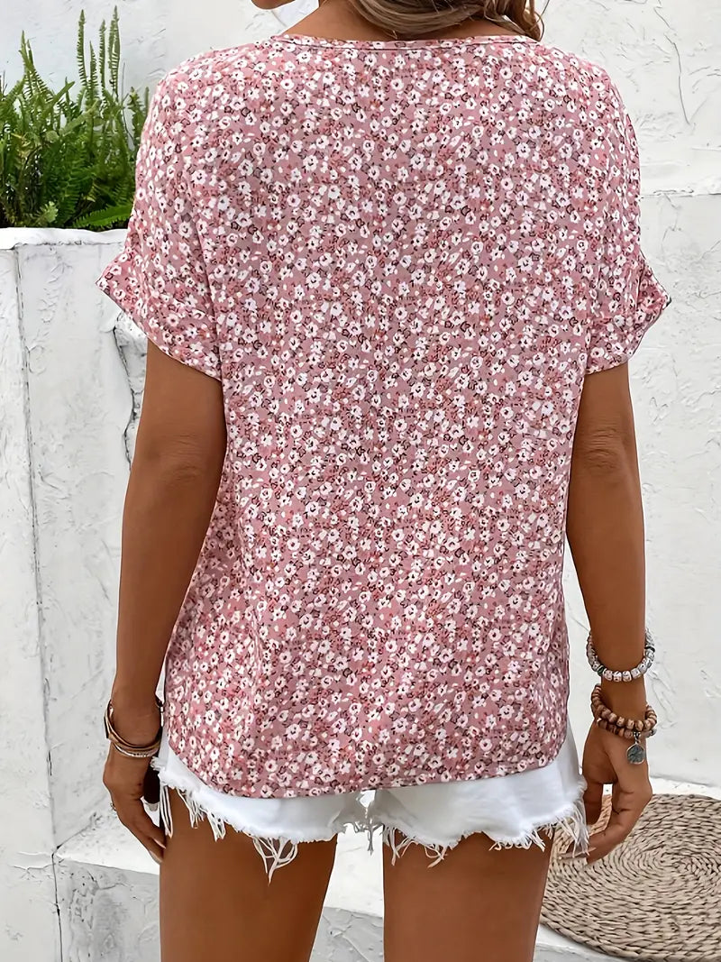 Luvrefashion | Wolena Easygoing Floral Button Up Blouse in Floral - side view