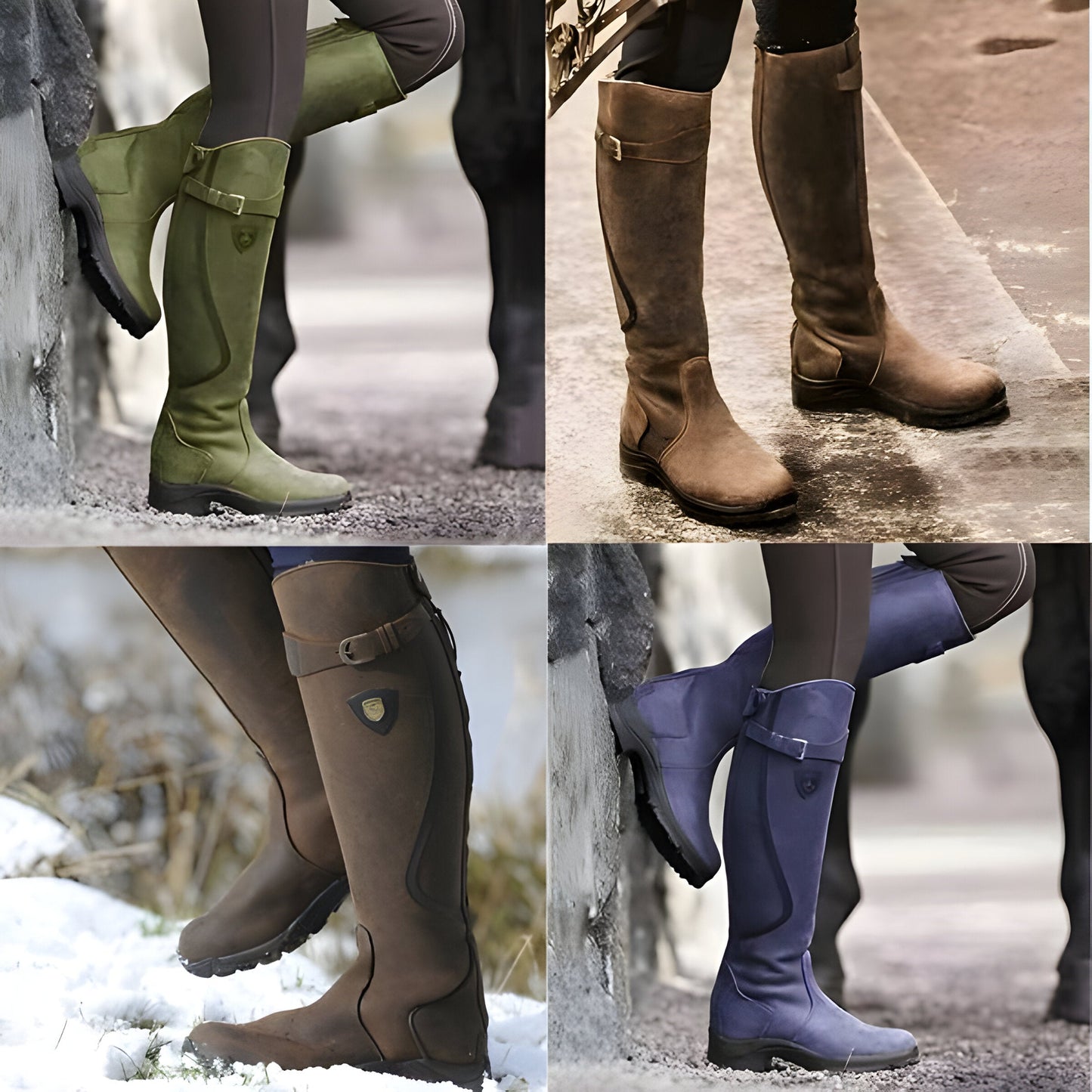 Luvrefashion | Anna Buckle Detail Flat Riding Boots in Dark Brown - back view