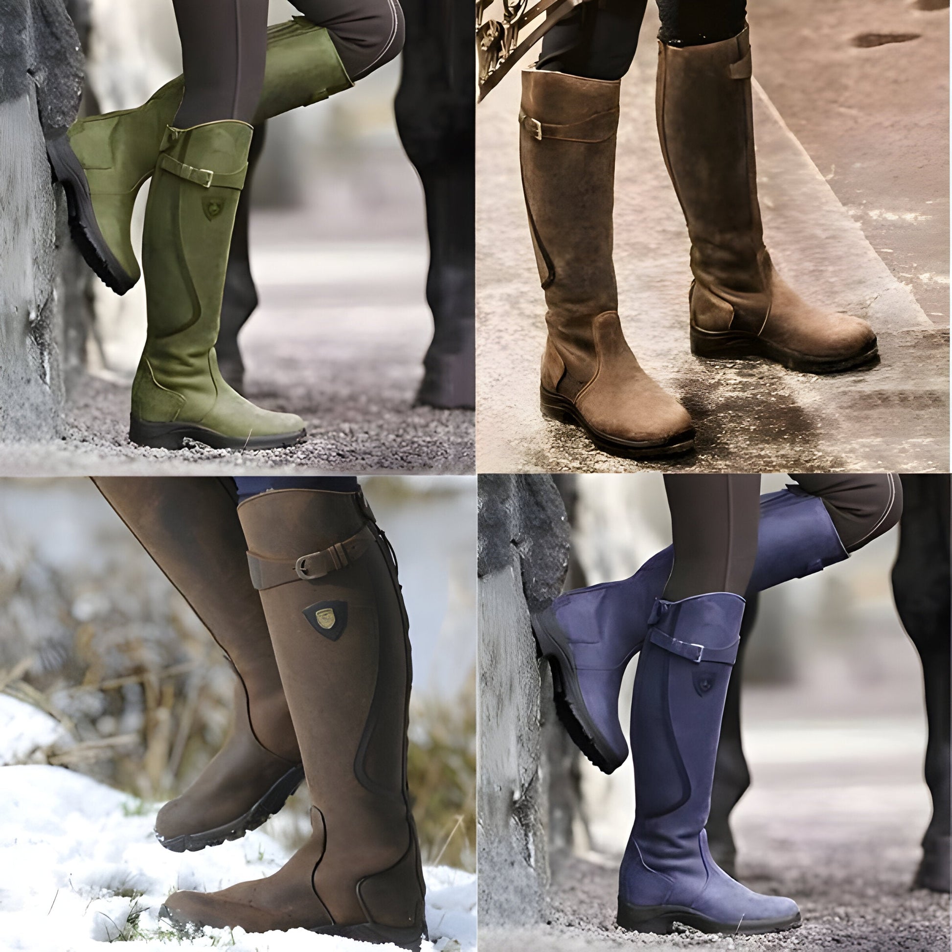 Luvrefashion | Anna Buckle Detail Flat Riding Boots in Dark Brown - back view