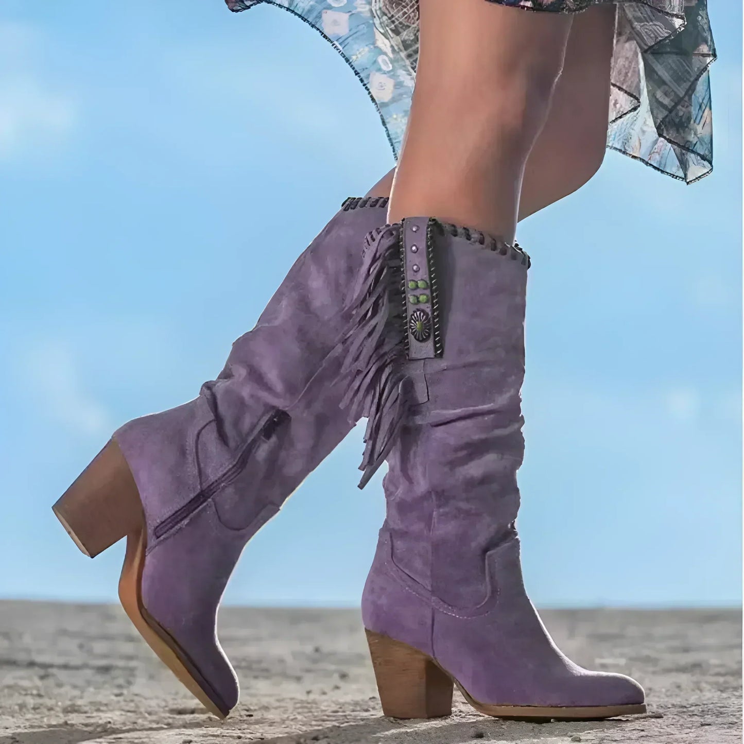 Luvrefashion | Maria Ankle Length Cowboy Boots with High Heels in Brown - side view