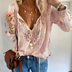Kelly | Chic Boho Blouse Featuring a Cutout Neckline - Pink