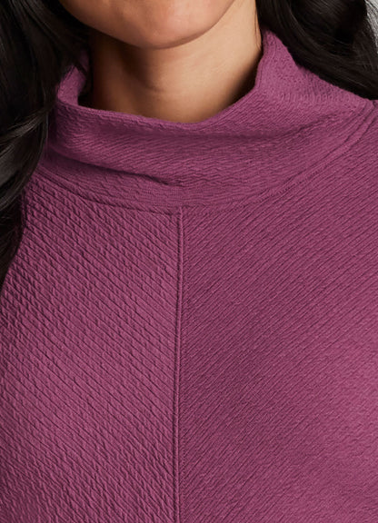 Studio Jacquard Mock Neck Tunic Pullover with Thumb Holes