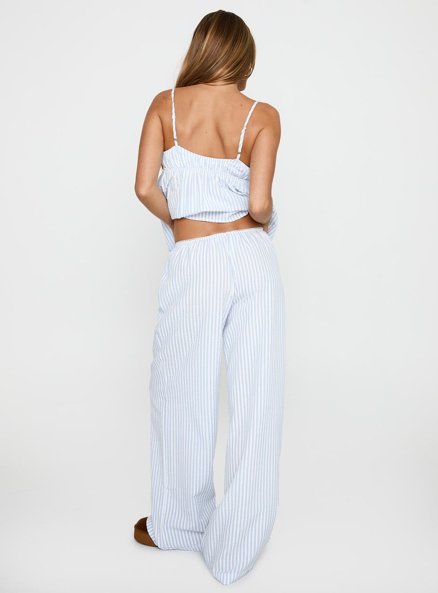 Cassini Blue Stripe Ruched Two-Piece Summer Set