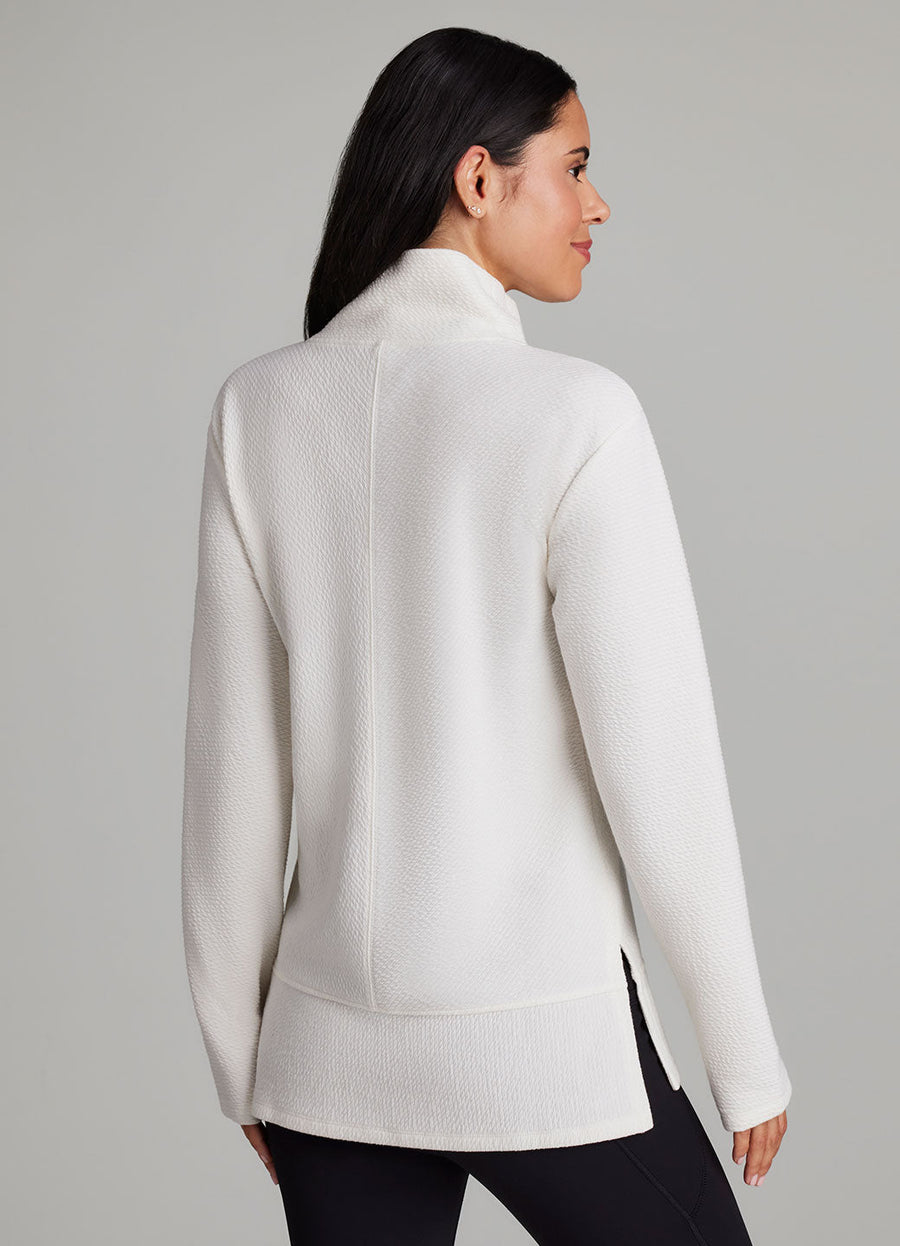 Studio Jacquard Mock Neck Tunic Pullover with Thumb Holes