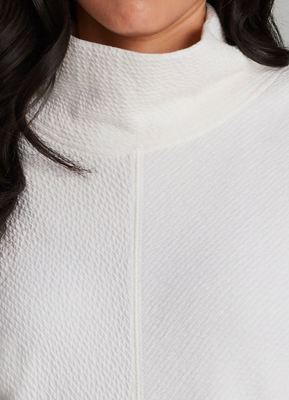 Studio Jacquard Mock Neck Tunic Pullover with Thumb Holes