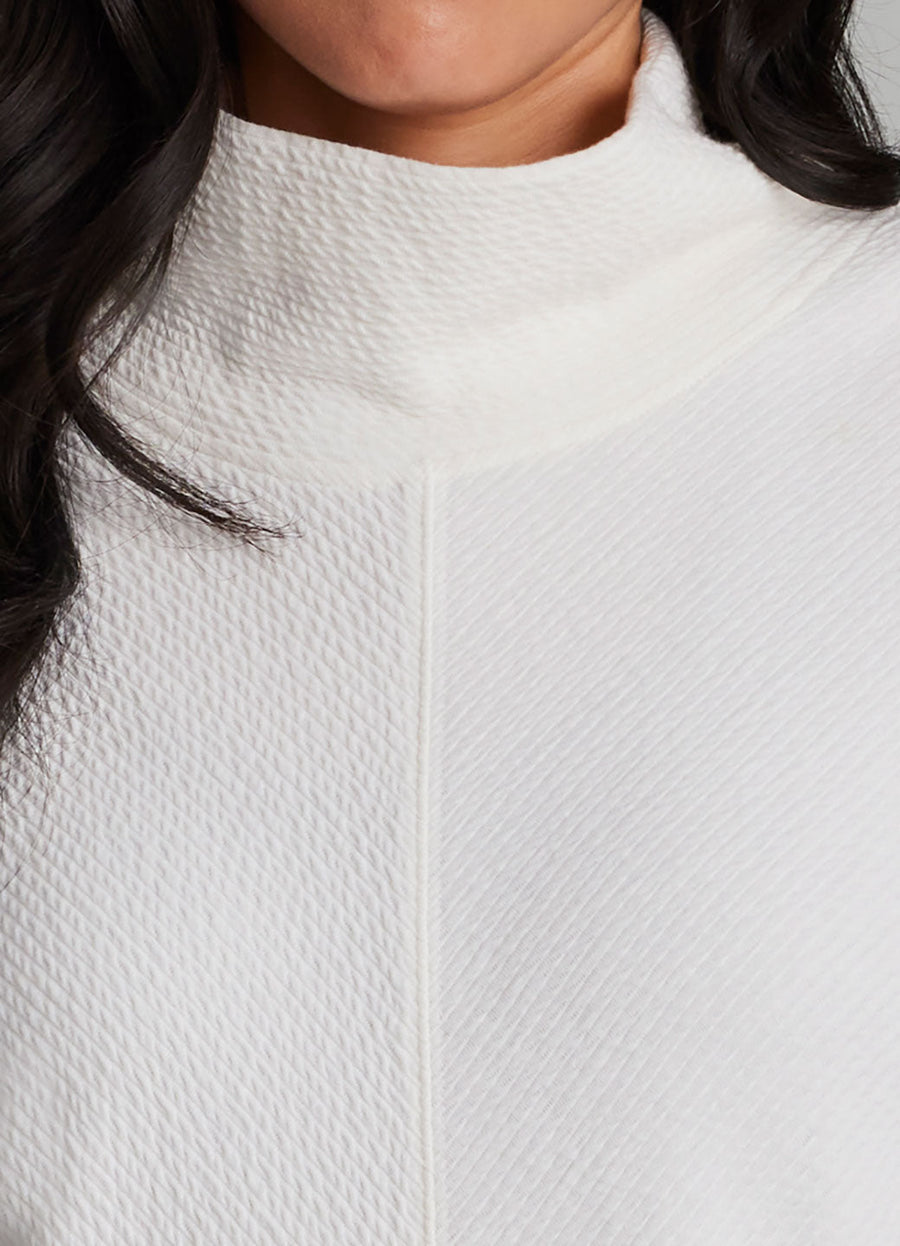 Studio Jacquard Mock Neck Tunic Pullover with Thumb Holes