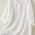 Lillian | Women's Fashionable Cotton Shirt with Loose Ruffled Neck - White