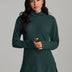 Studio Jacquard Mock Neck Tunic Pullover with Thumb Holes - Dark Evergreen