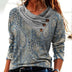 Gina | Women's Printed Cowl Neck Long Sleeve Blouse - Gray