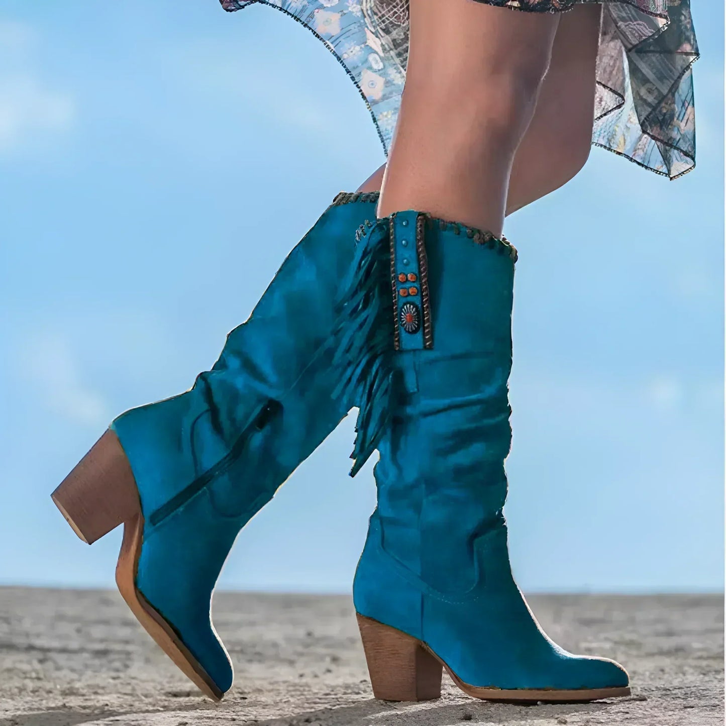 Luvrefashion | Maria Ankle Length Cowboy Boots with High Heels in Brown - back view