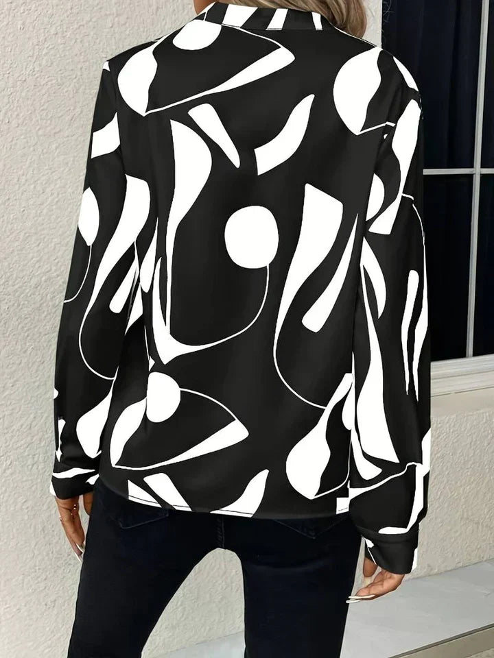 Luvrefashion | Stella Printed Long Sleeve Blouse for in Apricot - image 6