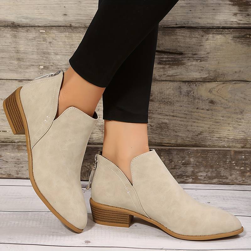 Lena Pointed Toe Wedge Ankle Boots in Green - side view