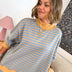 Striped Mock Neck Oversized Pullover with Ribbed Trim - Taupe