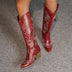 Emma | Women's Embroidered Knee-High Cowboy Boots - Red