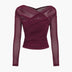 Fern | Women's Long Sleeve Ruched Mesh Top - Burgundy