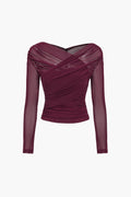 Fern | Women's Long Sleeve Ruched Mesh Top