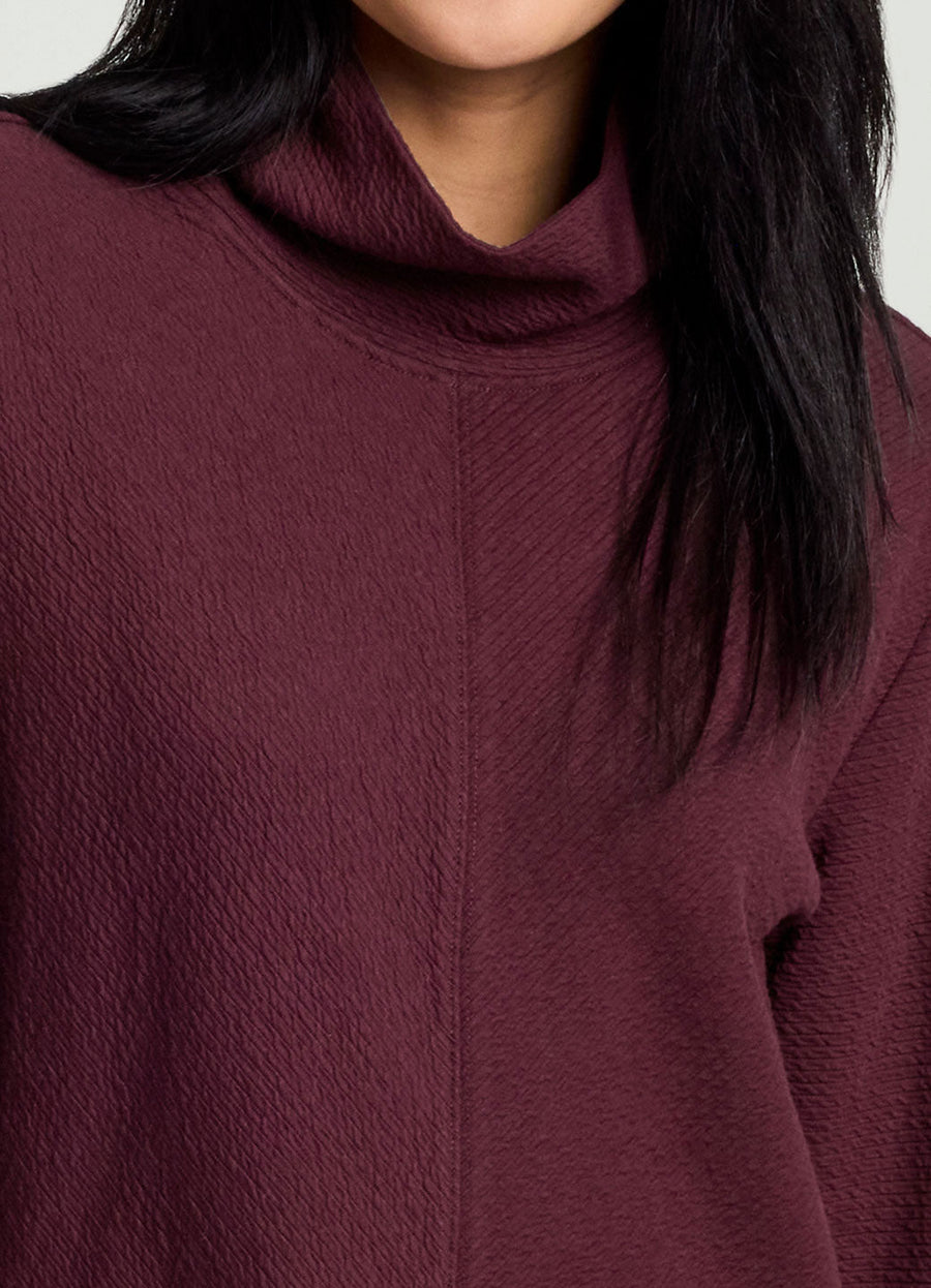 Studio Jacquard Mock Neck Tunic Pullover with Thumb Holes