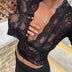 Phoebe | Lace Long Sleeve Top for Women - Black