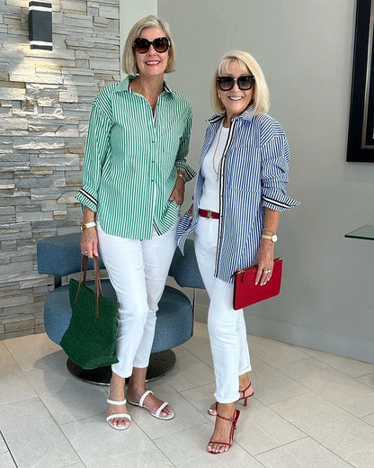 Whitney Versatile Striped Shirt for Any Occasion in Baby Pink - back view