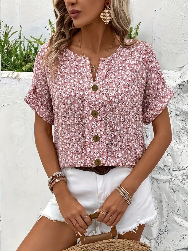 Luvrefashion | Wolena Easygoing Floral Button Up Blouse in Floral - styled look