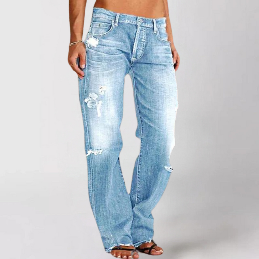 Luvrefashion | Carol Wide Leg Relaxed Denim Jeans in Dark Blue - styled look