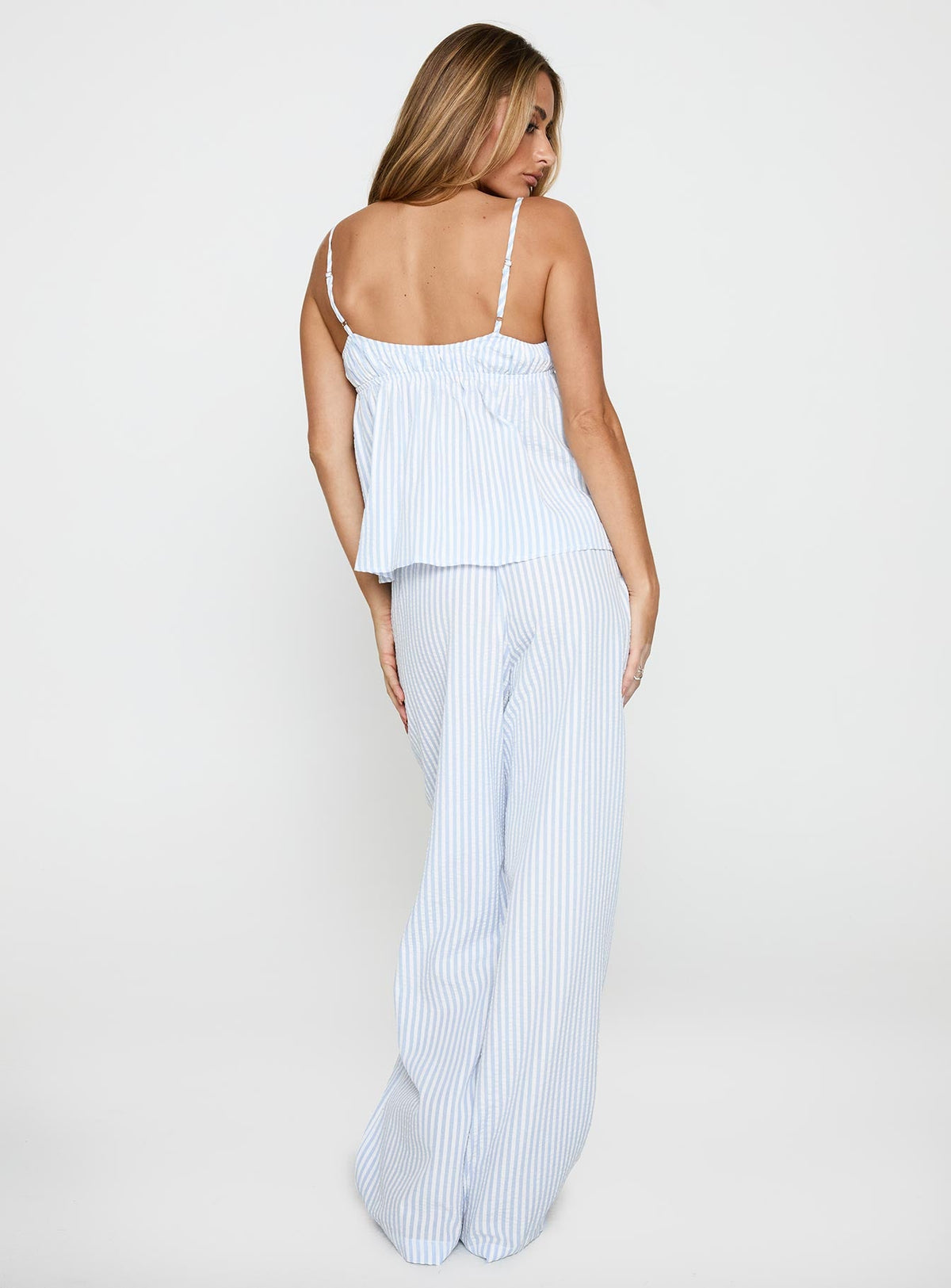 Cassini Blue Stripe Ruched Two-Piece Summer Set