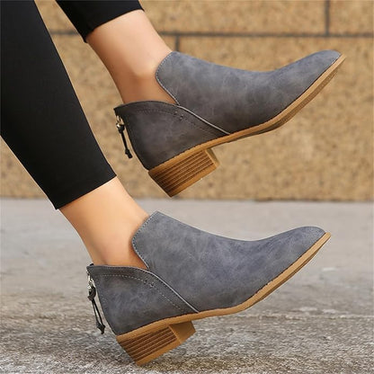 Lena Pointed Toe Wedge Ankle Boots in Green - styled look