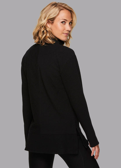 Studio Jacquard Mock Neck Tunic Pullover with Thumb Holes