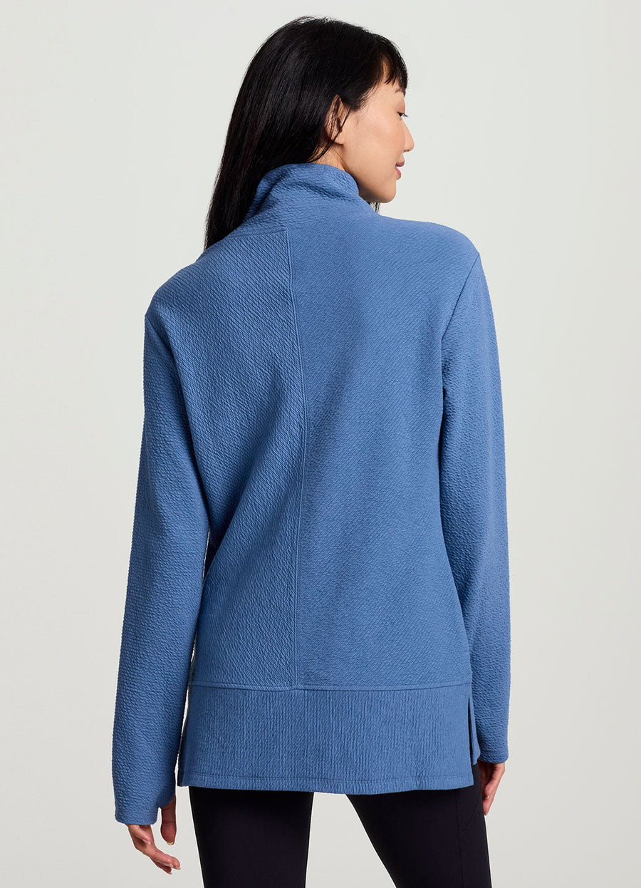 Studio Jacquard Mock Neck Tunic Pullover with Thumb Holes