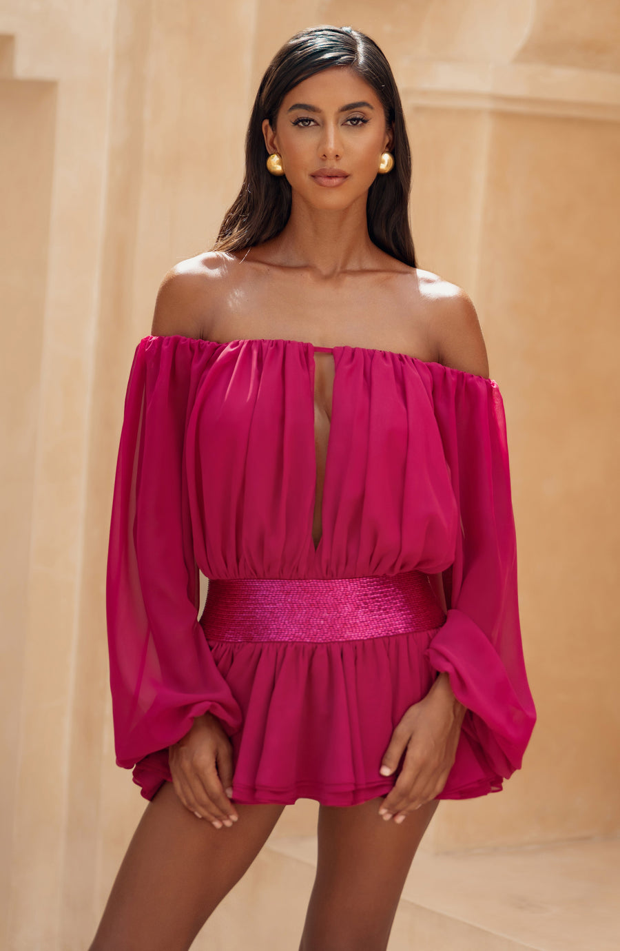 Sophia Raspberry Mini Playsuit for Summer