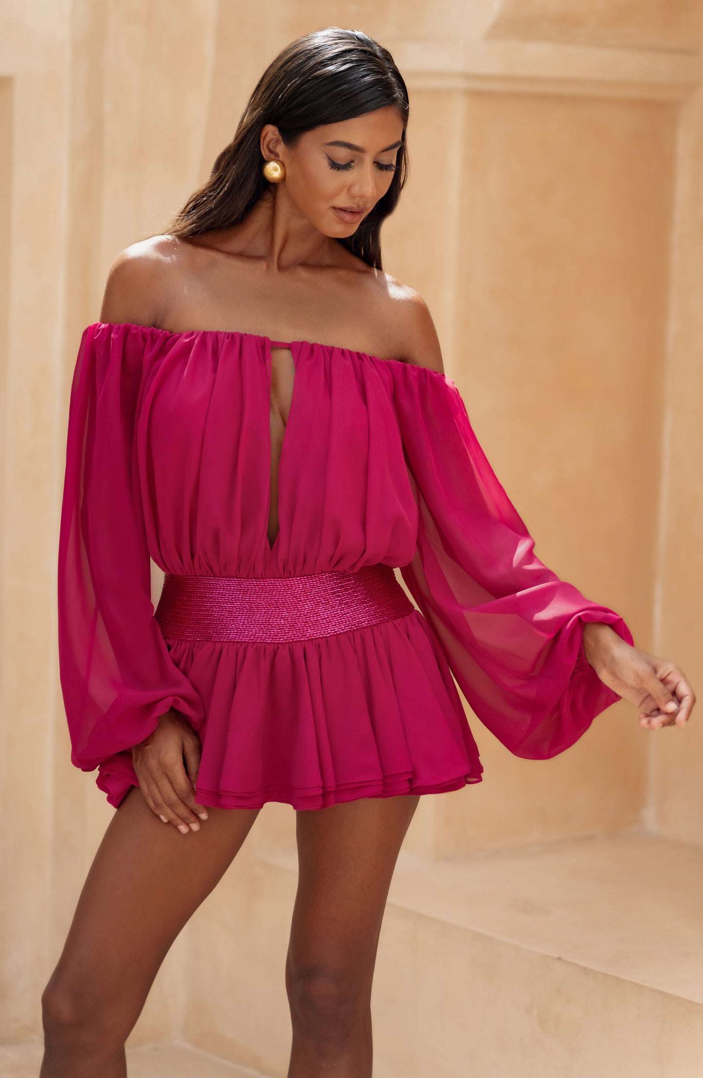 Sophia Raspberry Mini Playsuit for Summer