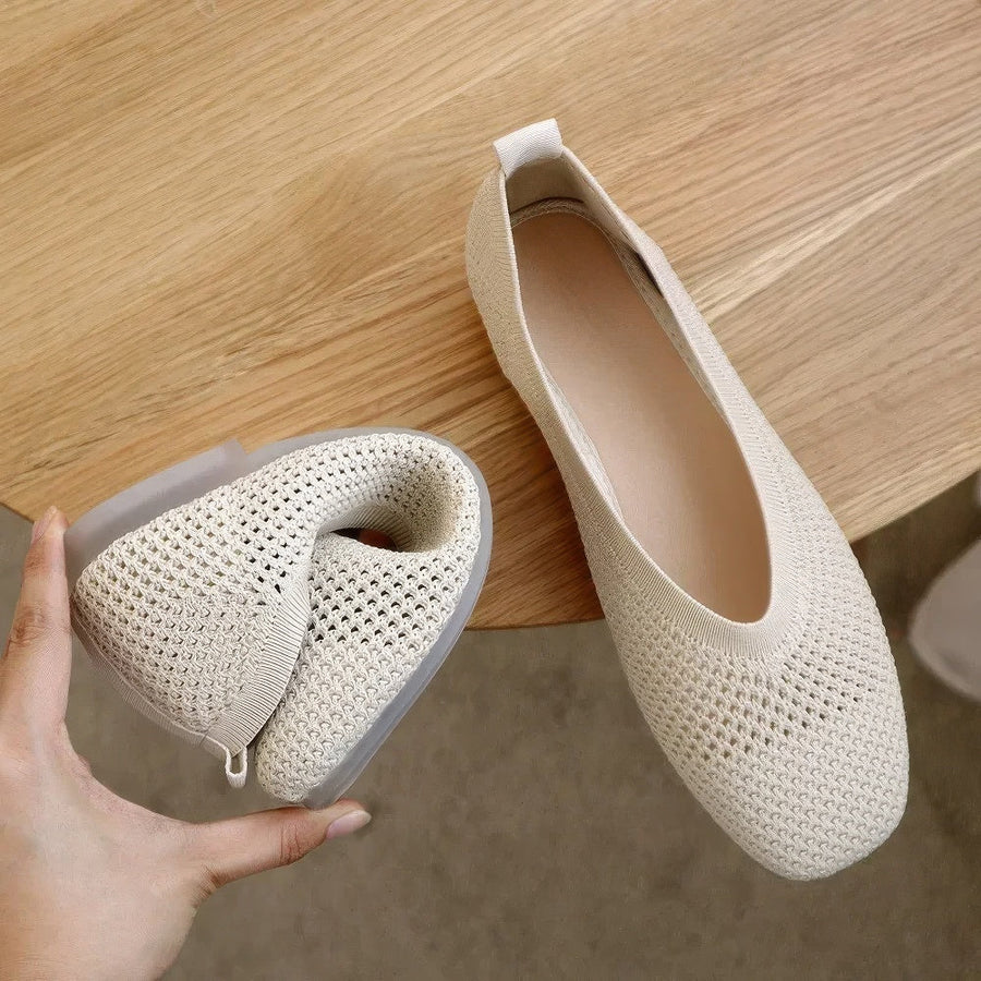 Sophia's Breathable Mesh Flats with Square Toe Design
