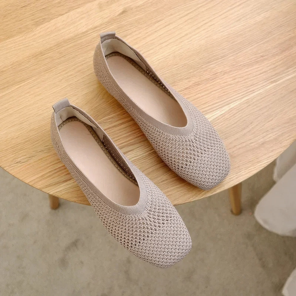 Sophia's Breathable Mesh Flats with Square Toe Design